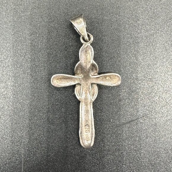 Vintage Sterling Silver Marcasite Knot Cross Pendant 925 One Missing Stone - Picture 3 of 7